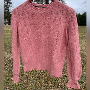 Boden Cotton Wool Cashmere Blend Pink Knit Sweater Cottagecore Coquette Fairy